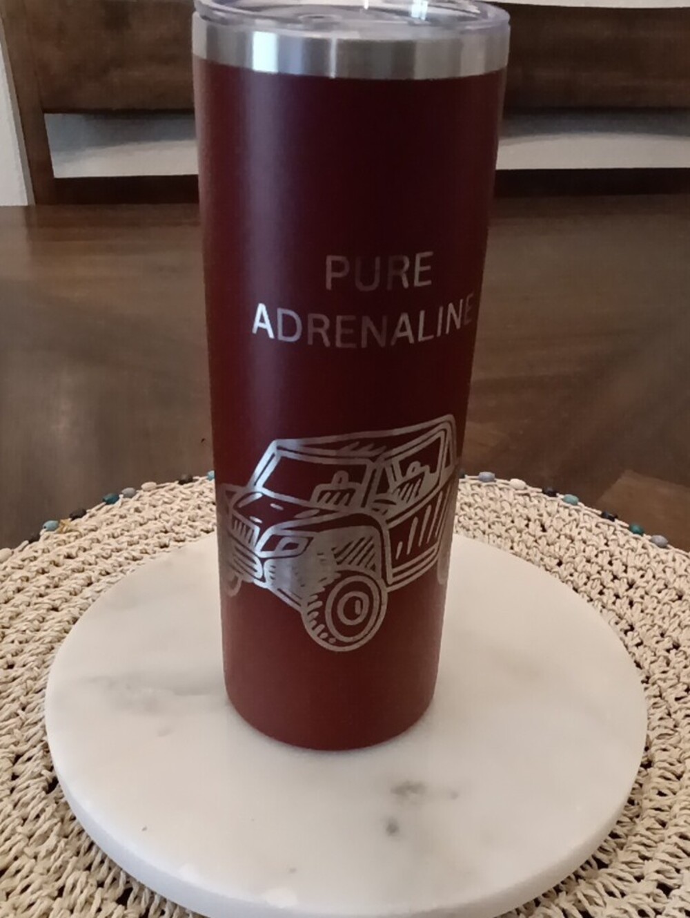 Engraved By Bluemoon Designs Red Insulated Skinny Tumbler W/  Lid. Hot & Cold. - Picture 2 of 7